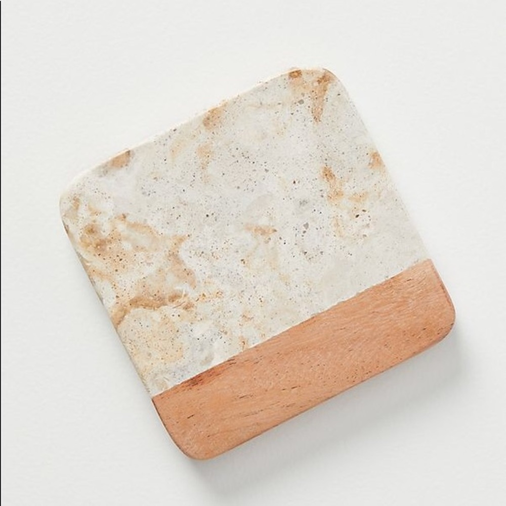 Anthropologie Marbled Acacia Coaster